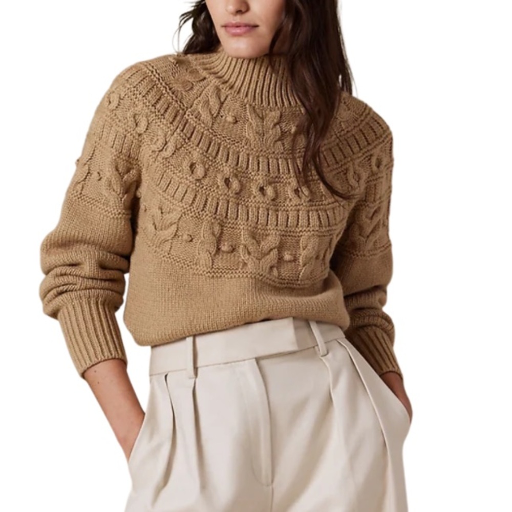 Banana Republic Couronne Cotton Blend Cable Knit Sweater